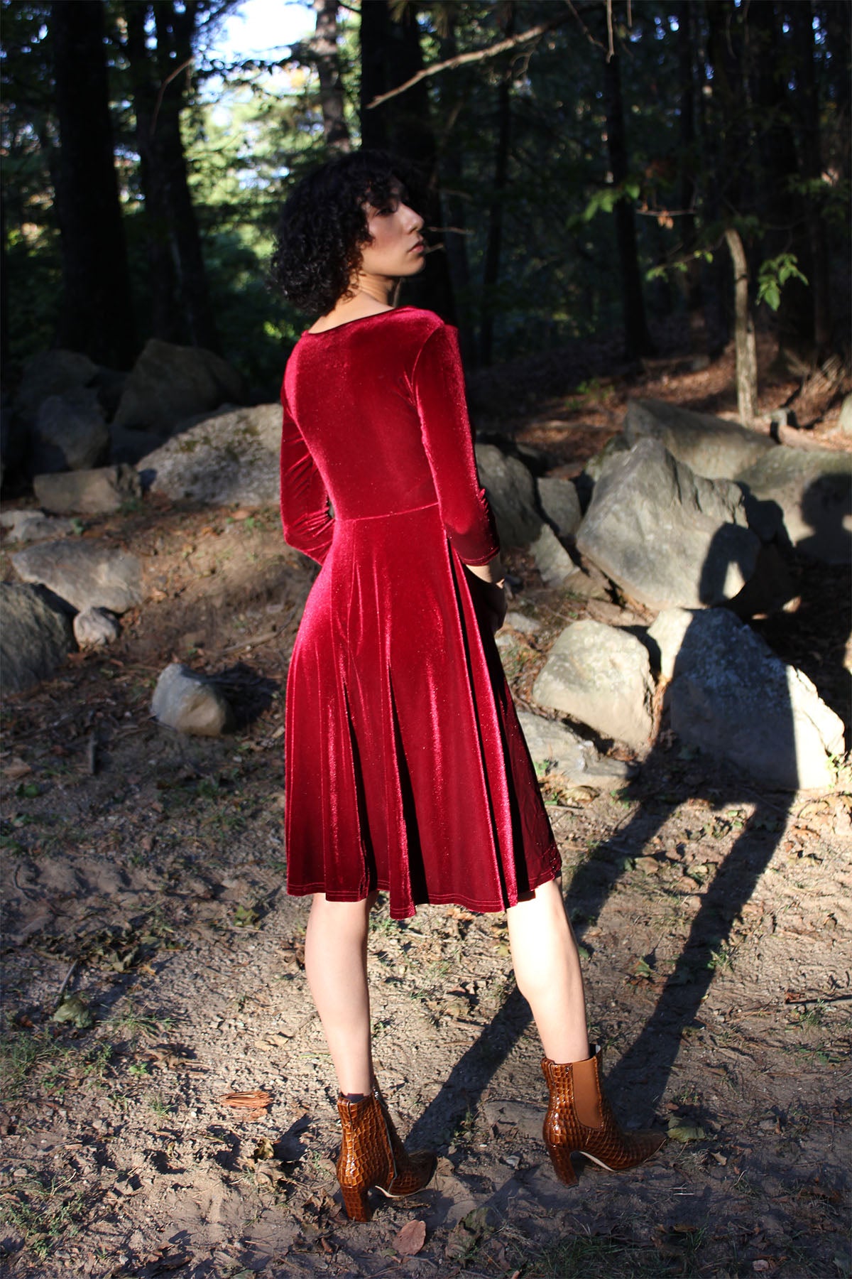 Cranberry Velvet Dress