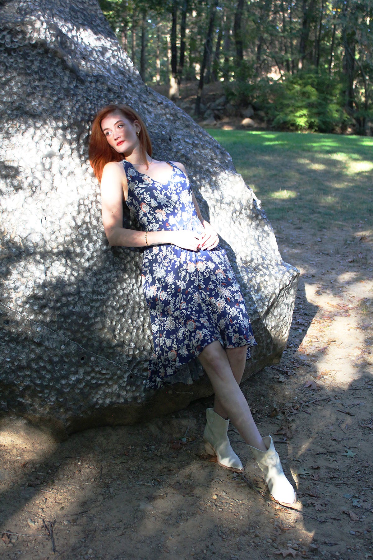 Nira Navy Floral Dress