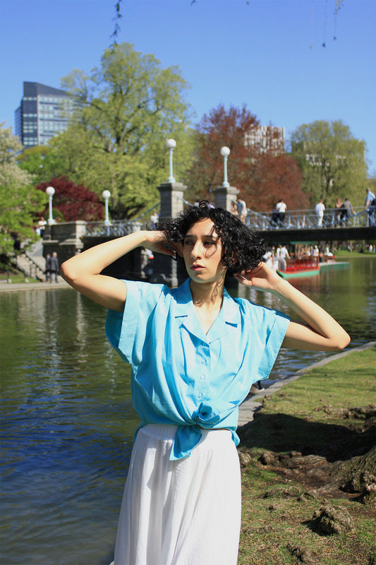 Riley Camp Shirt Aqua