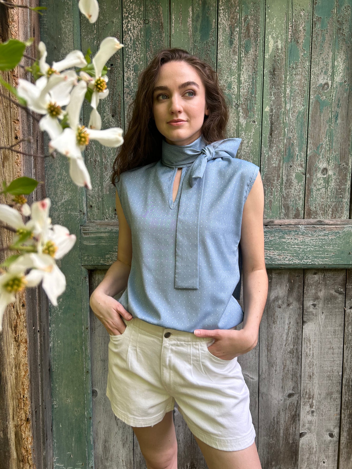 Blue Dotted Julie Top