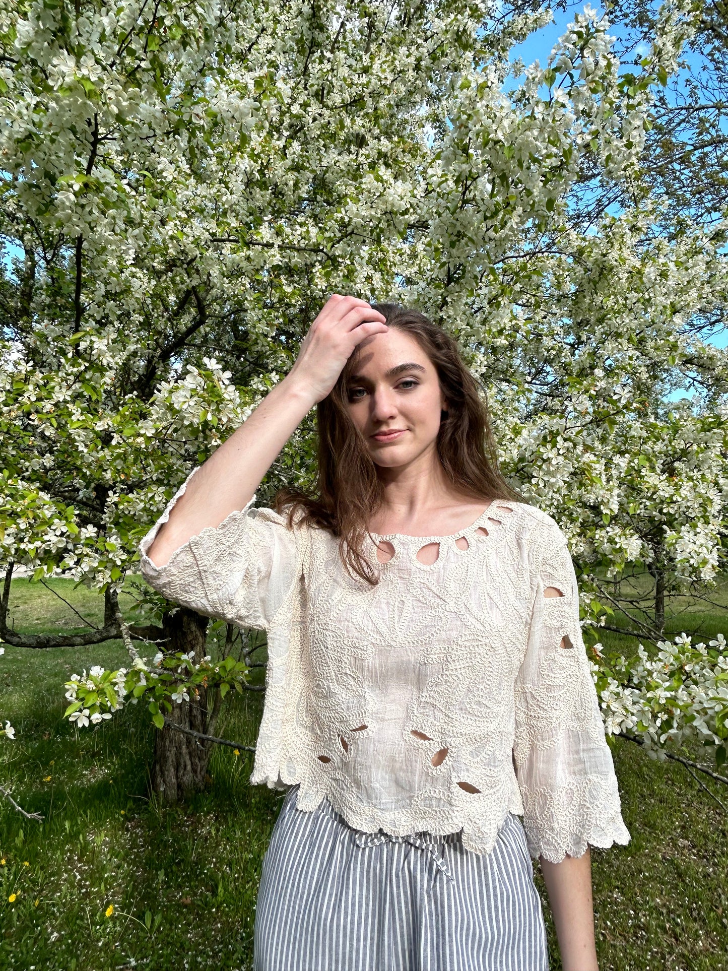 Claire Embroidered Crop Top