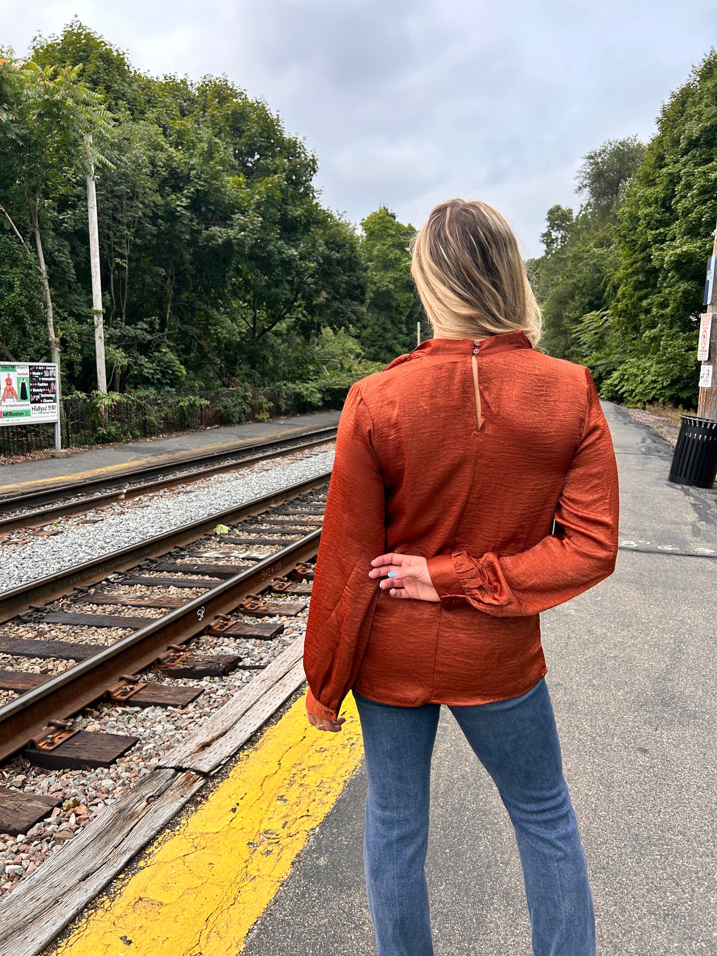 Una Rust Bow Blouse