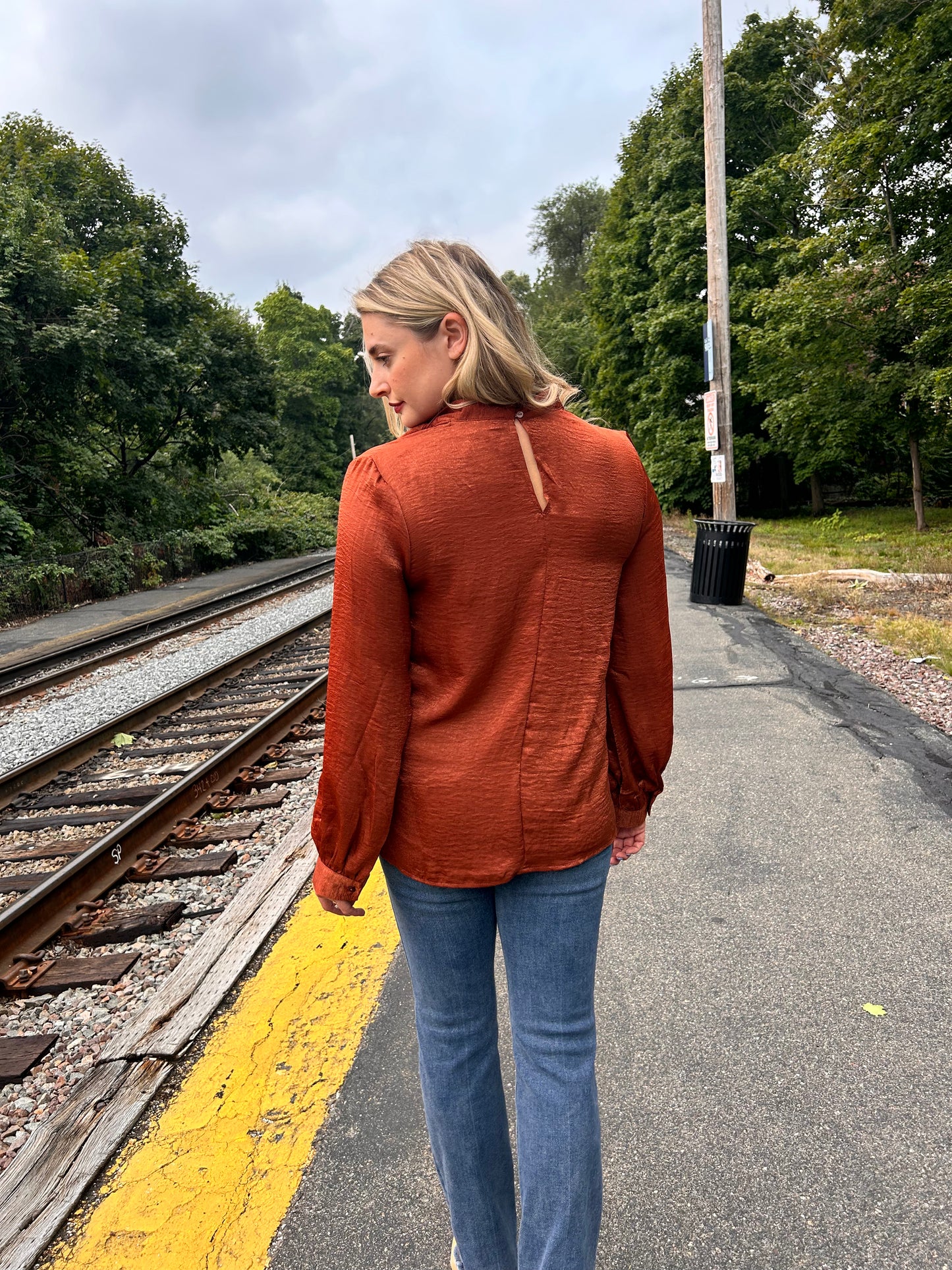 Una Rust Bow Blouse