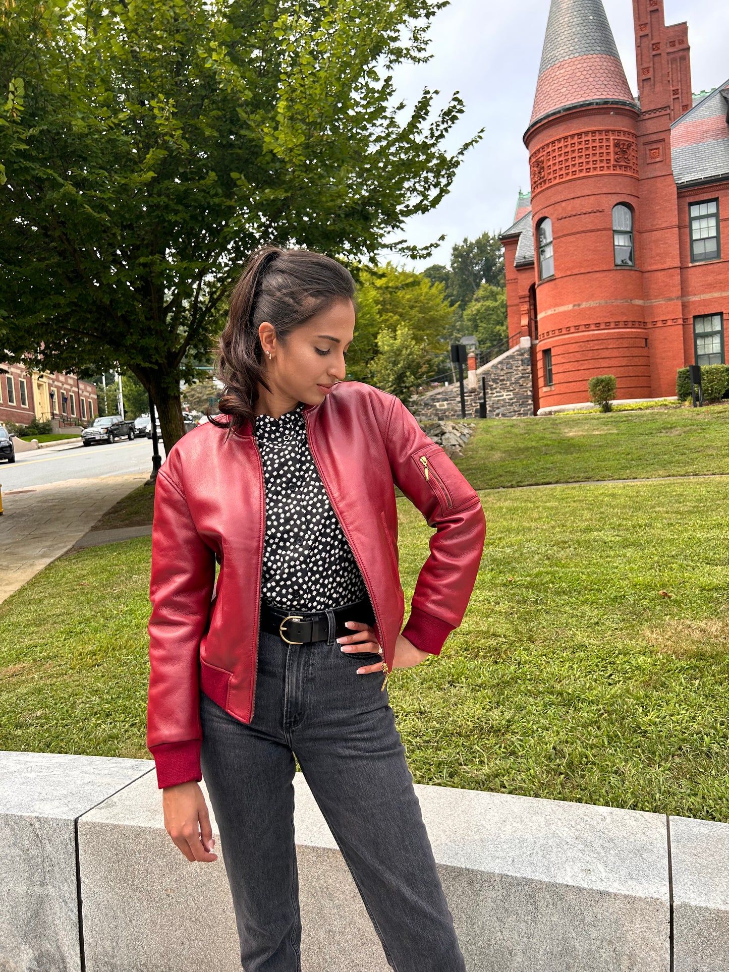 Vika Red Leather Jacket