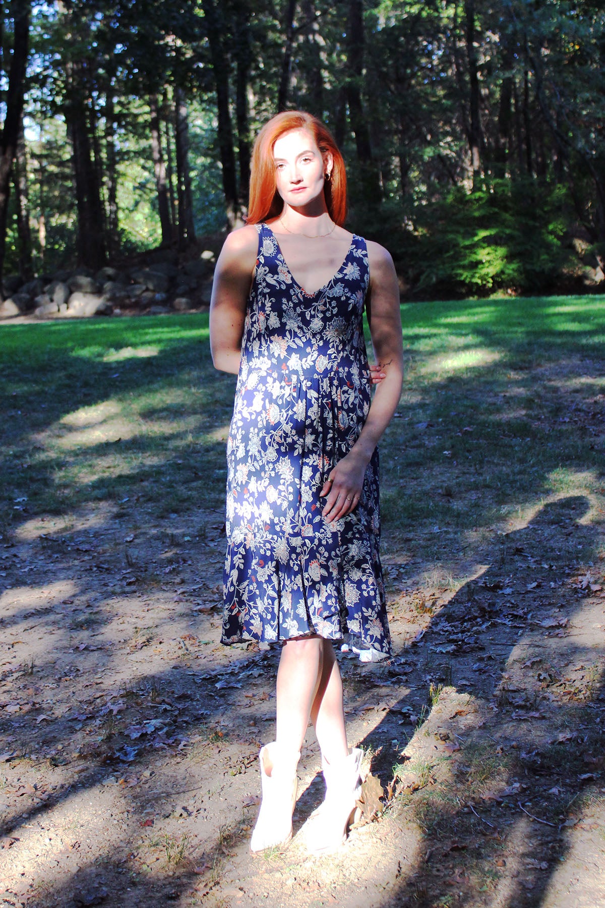 Nira Navy Floral Dress