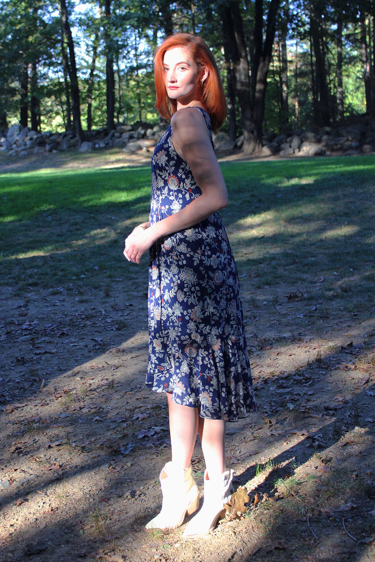 Nira Navy Floral Dress