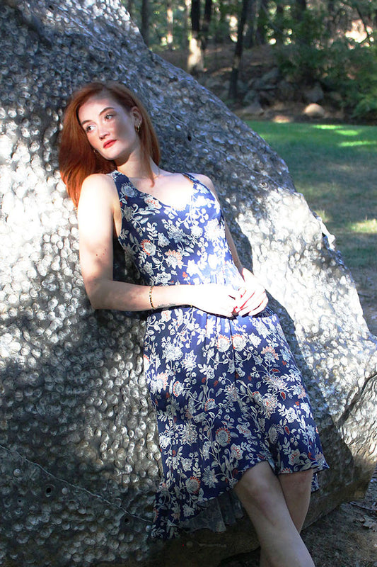 Nira Navy Floral Dress