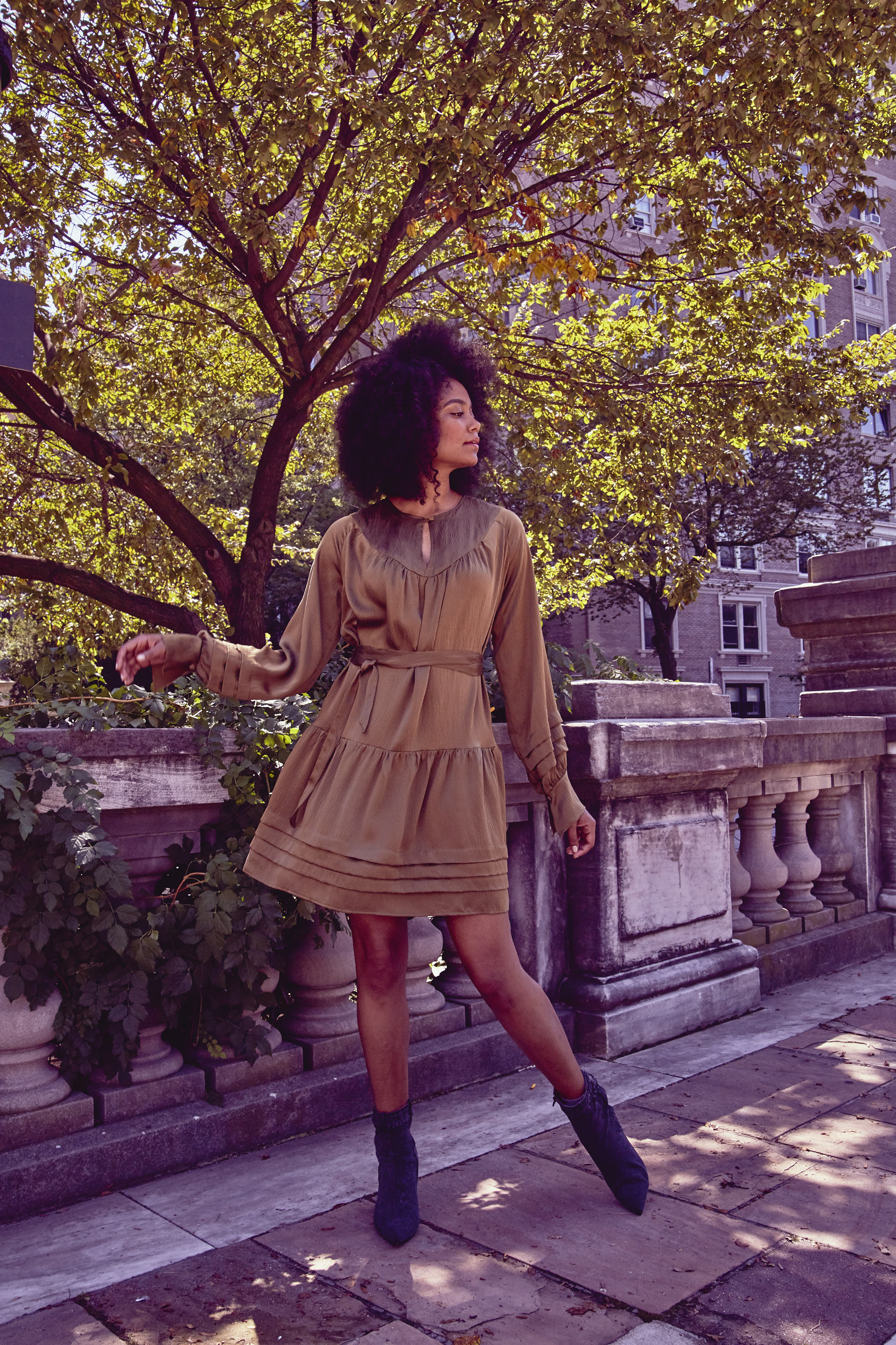 Kobe Washed Silk Dress L / Golden Olive Kobe Washed Silk Dress L / Golden Olive